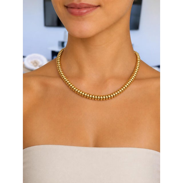 Vintage Italian 14k Gold Tubogas Collar Necklace, Circa 1975 For Sale - Image 13 of 13
