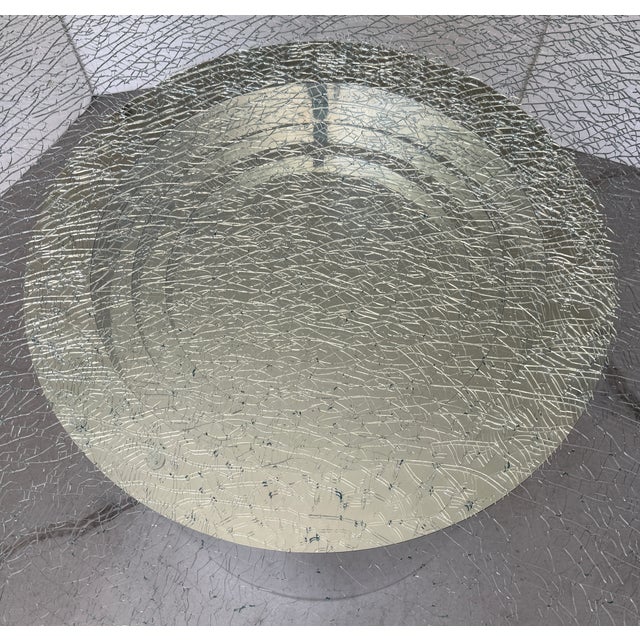 Steve Chase Steve Chase Crackled Glass Dining Table From 80's For Sale - Image 4 of 8
