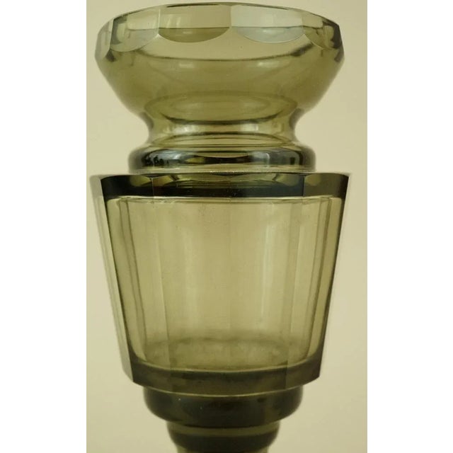 20th Century Art Nouveau Crystal Vase with 800 Silver Base attributed to the Val Saint Lambert Manufacture, Belgium, 1940s For Sale - Image 14 of 18