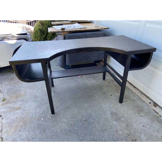 Restoration Hardware French Factory Industrial Metal Desk With Patina For Sale - Image 11 of 12