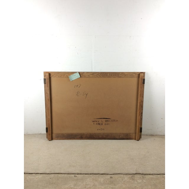 Mid Century Modern Rectangular Mountable / Wall Mirror With Beveled Edge and Limed Oak Detailing at Bottom For Sale - Image 9 of 14