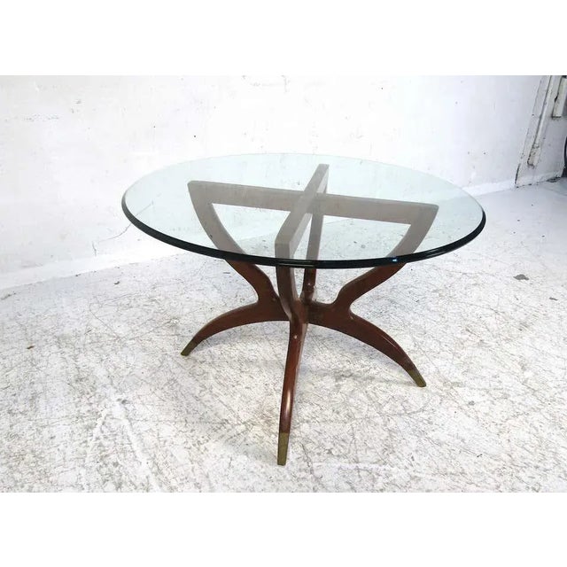 Mid-Century Glass and Wood Side Table For Sale - Image 4 of 7