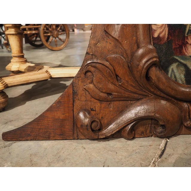 French 17th Century French Carved Oak Cartouche Panel With Portrait Painting For Sale - Image 3 of 12