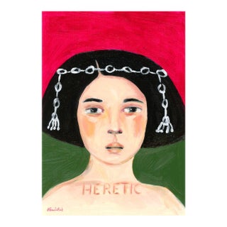 Pharaoh Heretic Beekeeper, Vintage Style Mid Century Modern Oil Portrait by Alexandra Swistak For Sale