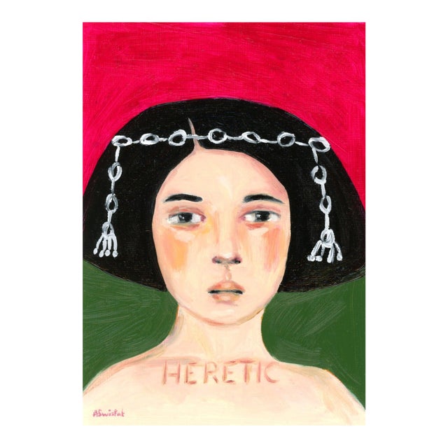 Pharaoh Heretic Beekeeper, Vintage Style Mid Century Modern Oil Portrait by Alexandra Swistak For Sale