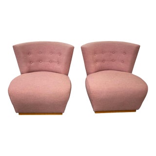 Pair of 1950s Art Deco Style Slipper Chairs For Sale