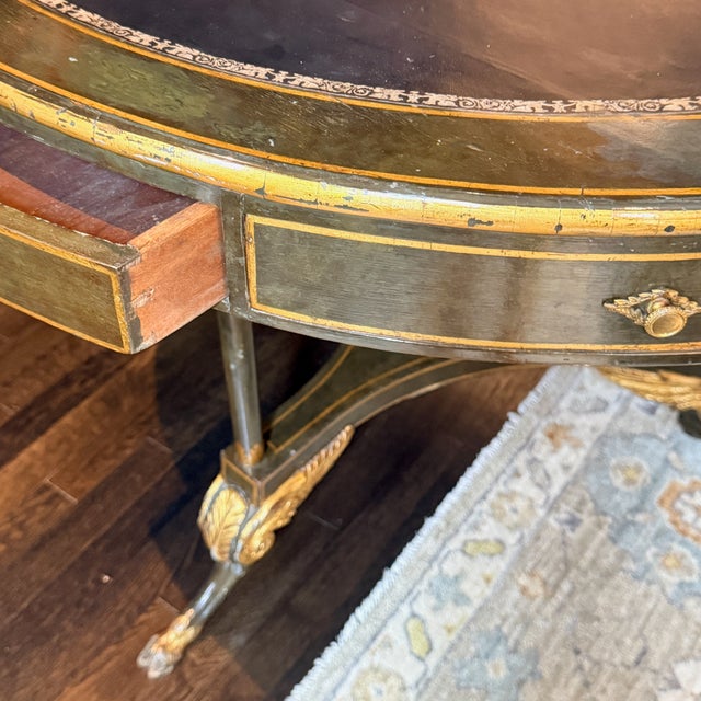 Antique Regency Style Leather Topped Table For Sale - Image 9 of 15
