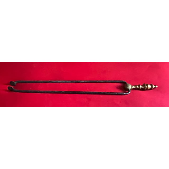 American Antique Early 19th Century American Federal Brass & Iron Fireplace Tool - Tongs For Sale - Image 3 of 12