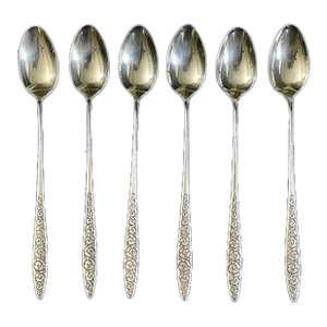 Mid 20th Century Mid Century Modern Wallace Sterling Silver 7 1/2" Iced Teaspoons No Mono - Set of 6