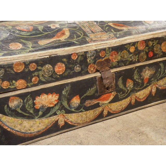 Antique Polychrome Wedding Trunk From Normandy, France, 19th Century For Sale - Image 13 of 18