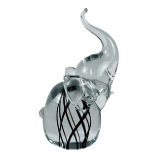 Vintage Italian Murano Sommerso Art Glass Elephant Sculpture For Sale