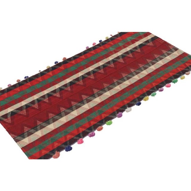 Rug & Kilim 1950s Vintage Persian Kilim in Red With Plaid Multicolor Stripes by Rug & Kilim For Sale - Image 4 of 7