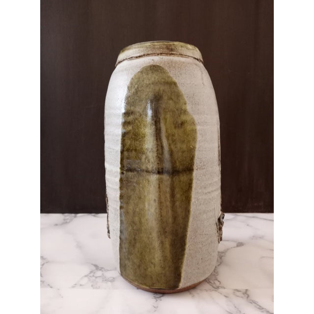 Mid-Century Modern 1970s Mid-Century Hand-Etched Botanical Studio Pottery Vase Signed Nora For Sale - Image 3 of 9