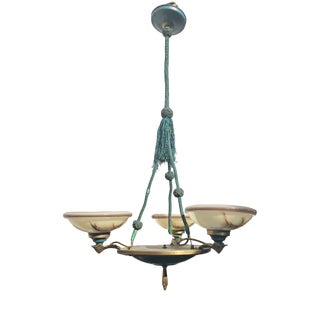 Art Deco Brass Chandelier, 1920s For Sale