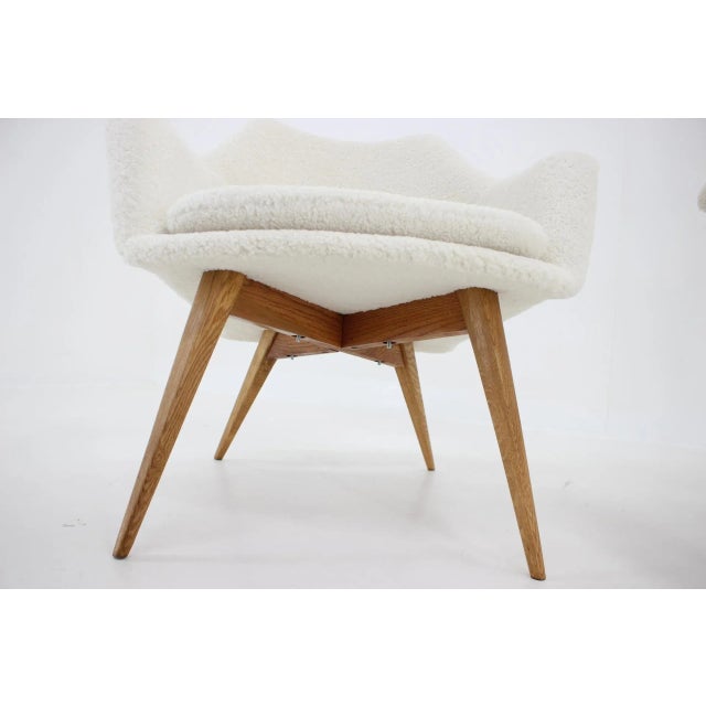 Wood Set of Sheepskin Shell Armchairs from Miroslav Navratil, 1960s For Sale - Image 7 of 10