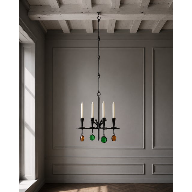 A monumental scandinavian modern suspended four-light candelabrum, attributed to gunnar ander for ystad metall, sweden,...