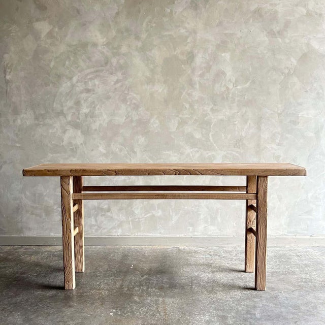 Modern Custom Reclaimed Elm Wood Console Table - 65" For Sale - Image 3 of 9