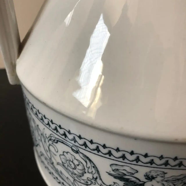 Victorian 1870s Victorian Aesthetic-Style Blue & White English Ceramic Jug For Sale - Image 3 of 8