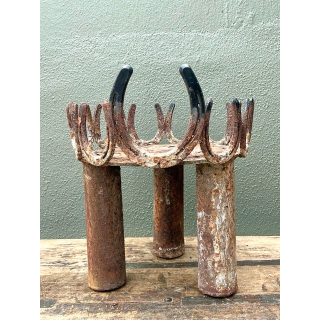 Vintage Rusty Horseshoe Plant Stand For Sale - Image 11 of 12