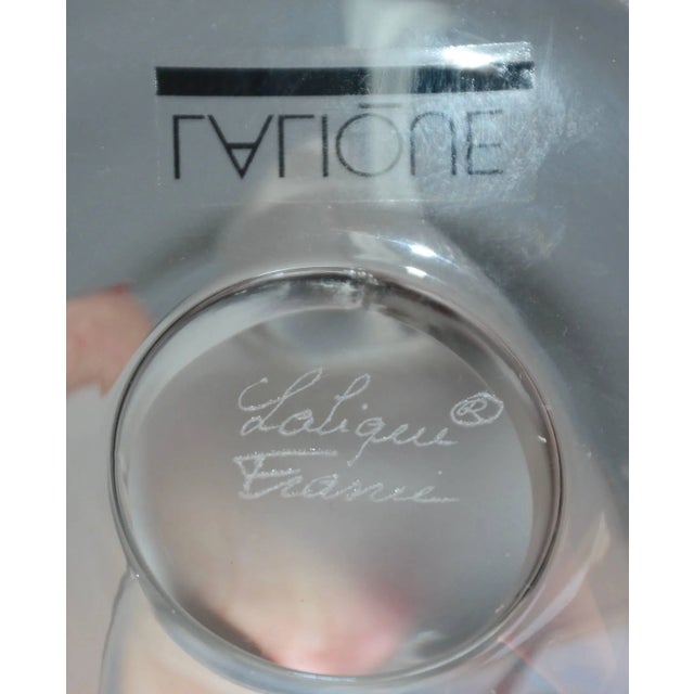 French Lalique Deux Cygnes Pair of Swans Clear and Satin Crystal Ring Dish For Sale - Image 10 of 11