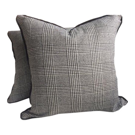 Ralph Lauren Hathaway Glen Plaid Wool Black Cream Pillows A