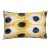 Handmade Yellow & Navy Ikat Velvet Lumbar Pillow 16x24 | Modern Artisan Accent For Sale