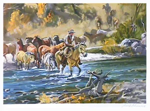 Conrad Schwiering, "Leading 'Em Home," Lithograph