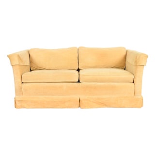 Baker Furniture Style Modern Mohair Velvet Tuxedo Sofa or Loveseat For Sale