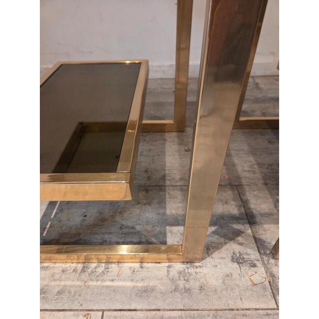 Hollywood Regency Gold 23 Karat G Side Tables from Belgo Chrome, 1980, Set of 2 For Sale - Image 3 of 8