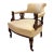 Vintage Regency Style Mahogany Library Armchair With Upholstered Seat & Brass Casters For Sale