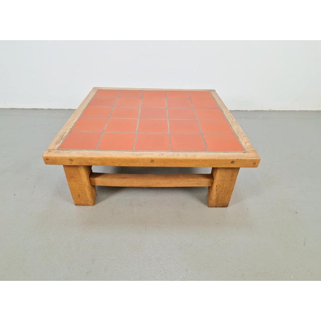 Brutalist Oak Coffee Table with Terracotta Tiles, 1950s For Sale - Image 15 of 15