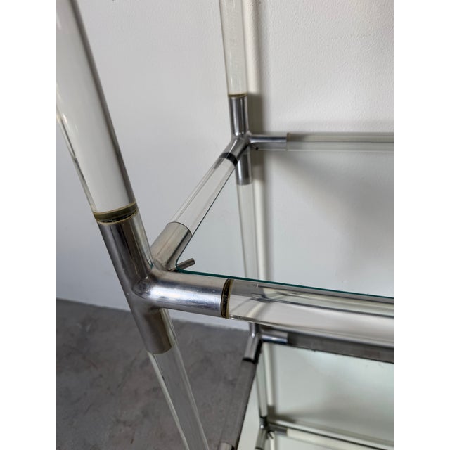 Metal 1970’s Mid-Century Modern Charles Hollis Jones Style Aluminum & Glass Five-Tier Étagère Display Shelf For Sale - Image 7 of 13