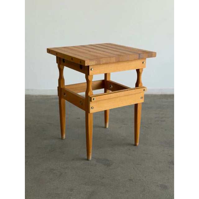 Vintage Butcher Block Top Side Table For Sale - Image 4 of 13
