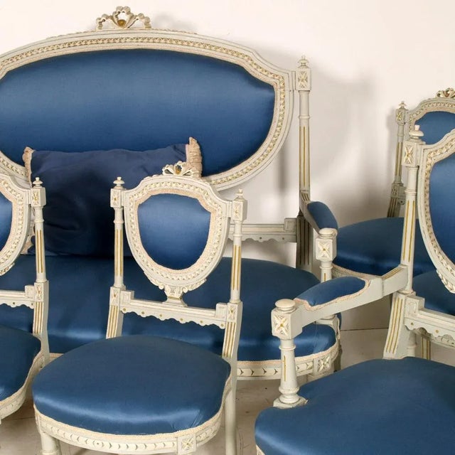 Gustavian (Swedish) Italian Gustavian Style Dining Chairs and Sofa, Set of 6 For Sale - Image 3 of 5