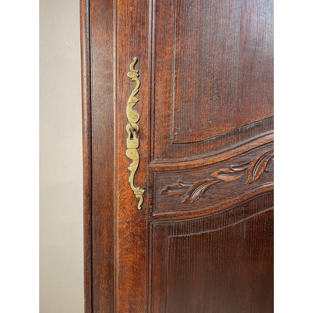 Antique French Provincial Carved Oak Bonnetière Cabinet For Sale - Image 11 of 14