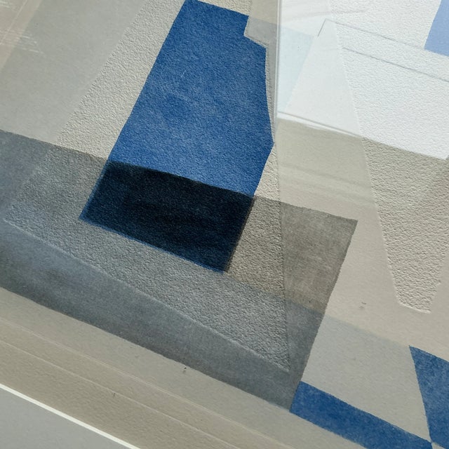 Vintage Boho Original Geometric Abstract Hand Tinted Lithograph on Paper For Sale In West Palm - Image 6 of 8