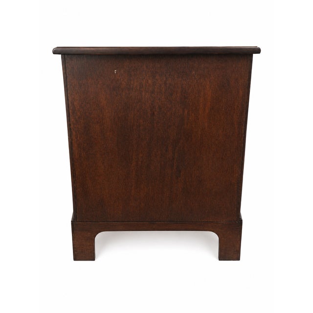 Late 20th Century Late 20th Century Reproduction Mahogany Crotch Veneer 3-Drawer Chest / Small Dresser With Brass Pulls For Sale - Image 5 of 8