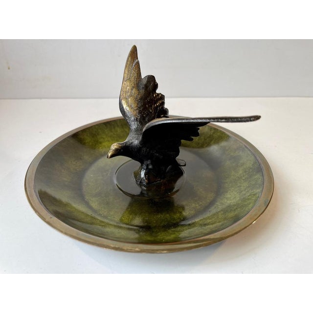 Metal Art Deco Bronze Dish with Eagle Sculpture, 1930s For Sale - Image 7 of 7