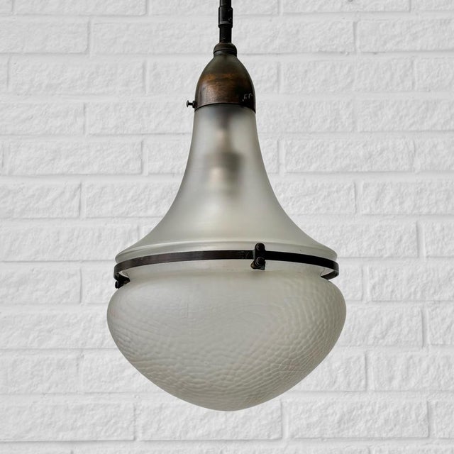 Vintage Industrial Pendant Lamp in Copper and Glass, 1920s For Sale - Image 12 of 12