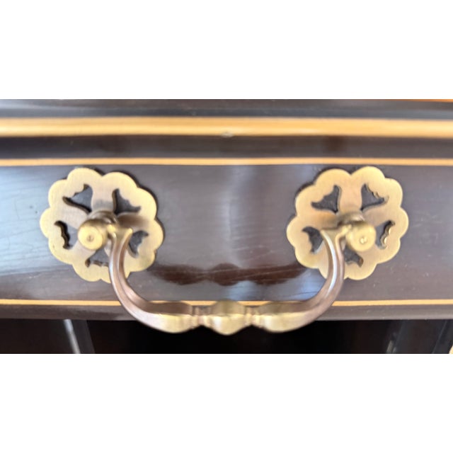 1984 Karges Furniture Hand-Painted Chinoiserie Lacquer Credenza With Asian Chow Legs For Sale - Image 9 of 15