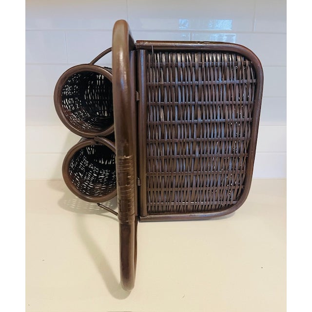 Wood 1980s Wicker Picnic Basket For Sale - Image 7 of 13