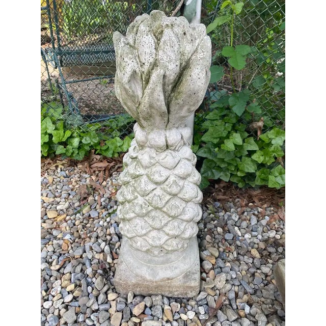 Concrete Garden Ornamental Pineapple Sculptures-a Pair For Sale In Philadelphia - Image 6 of 6
