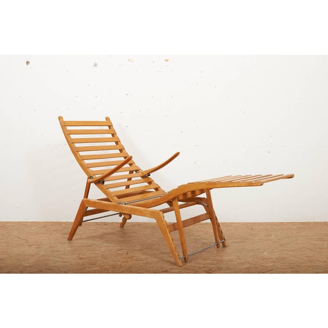 Wood Wooden Lounger with Many Adjustment Options and Frame Foldable For Sale - Image 7 of 15