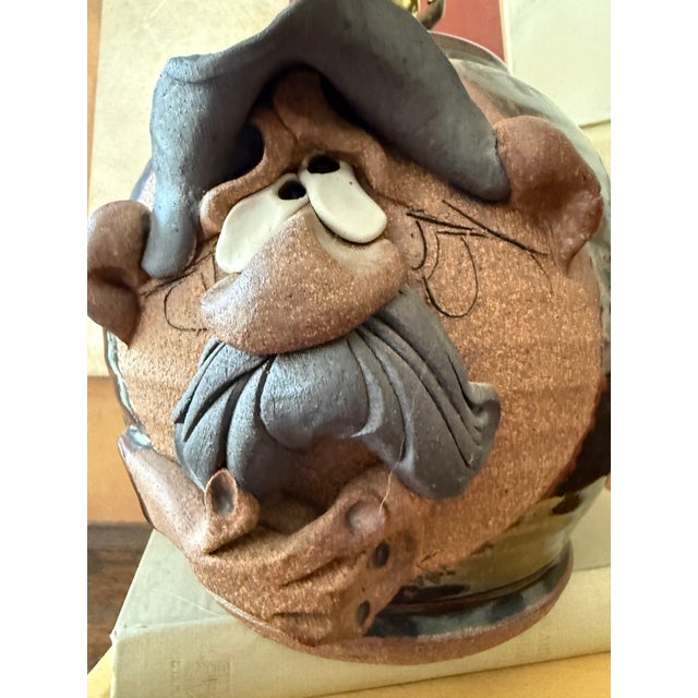 Vintage Mahon Made Stoneware Studio Pottery Cowboy Table Lamp For Sale - Image 4 of 11