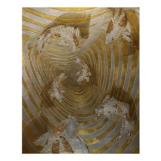 Giuseppe Caiafa, Fluctus Optical Panel, 2025, Carved Wood with Gold and Silver Leaf For Sale