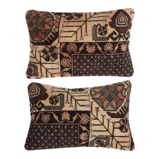 13"x20" SET OF 2 - Vintage Wool Cushion Covers. Rug Pillows. Wool Throw Pillows For Sale