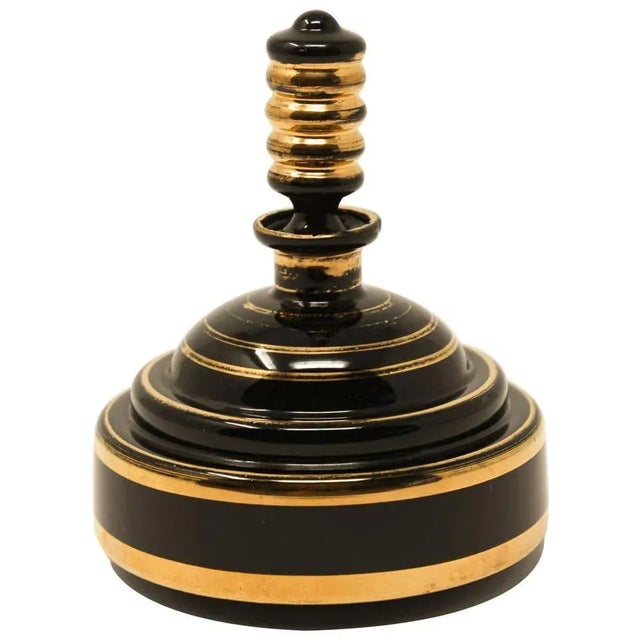 Art Deco Hand Blown Black Gilt Glass Perfume Bottle For Sale - Image 12 of 12