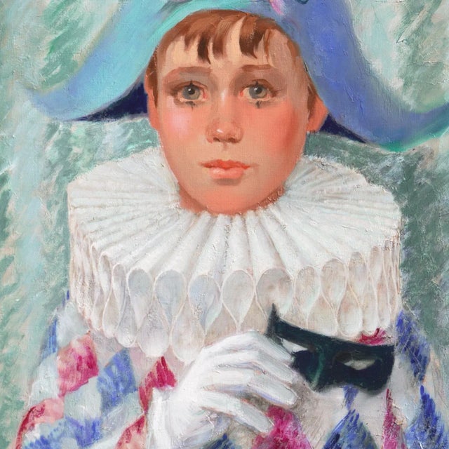 1960s 'Young Pierrot' by Fiedler, Arlequino, Harlequin, Costume Party, Fancy Dress Ball For Sale - Image 5 of 7