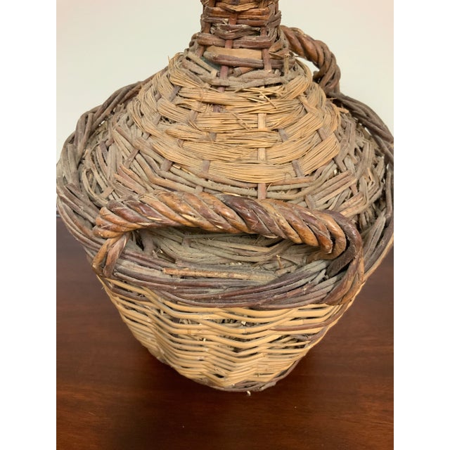 French Country Large Early 20th Century Two-Tone European Wicker Demijohn - Antique British Colonial Decor For Sale - Image 3 of 7