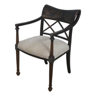 Interior Crafts Black & Gold Chinoiserie Arm Chair For Sale
